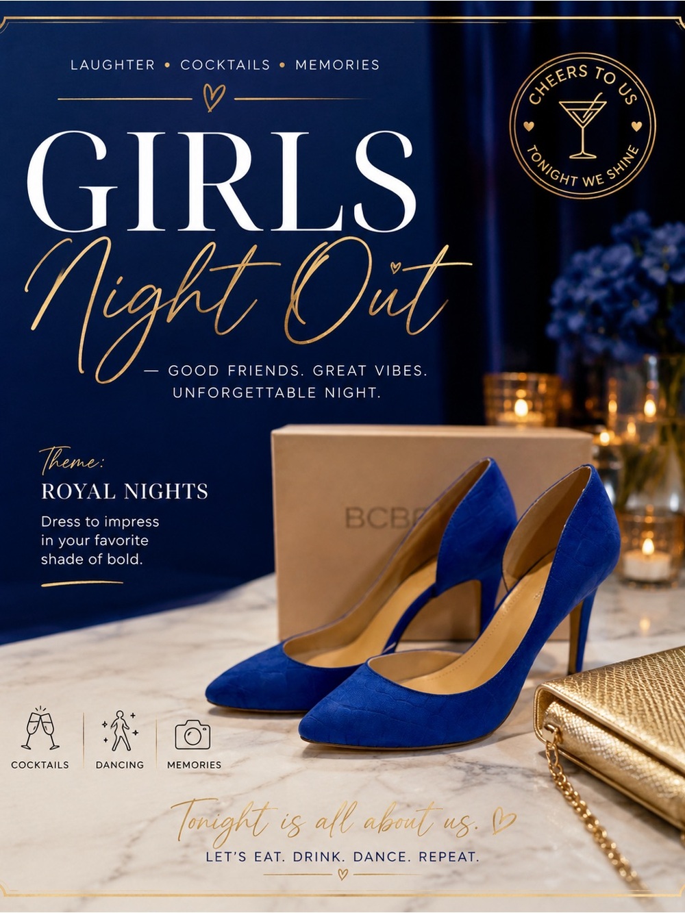 BCBGeneration Royal Blue Pointed-Toe Sexy Pumps. Girls Night Out Stiletto Size 8